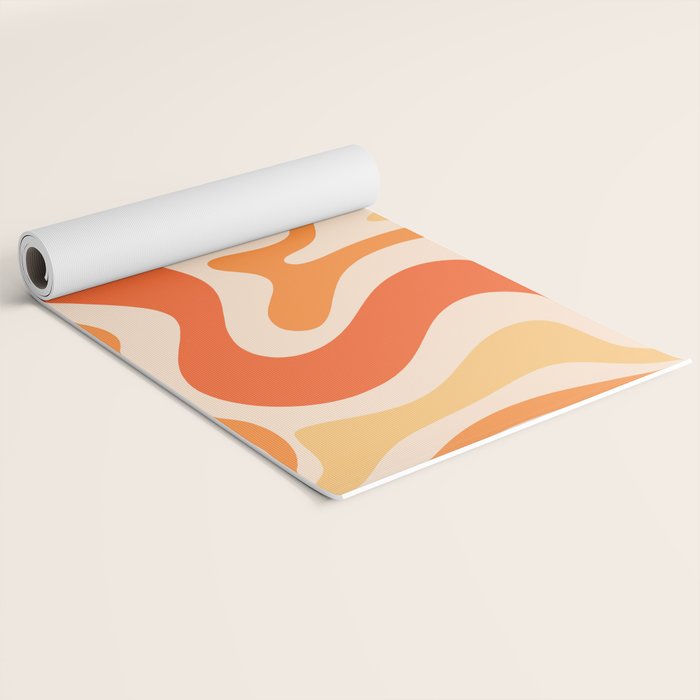 Tangerine Liquid Swirl Retro Abstract Pattern Yoga Mat Gallery Image 2