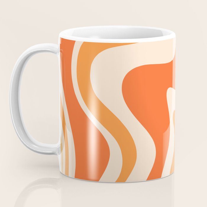 Tangerine Liquid Swirl Retro Abstract Pattern Coffee Mug Gallery Image 3
