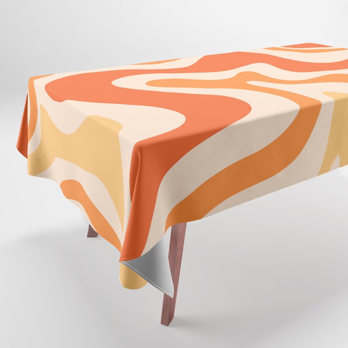 Tangerine Liquid Swirl Retro Abstract Pattern Tablecloth Gallery Image 1