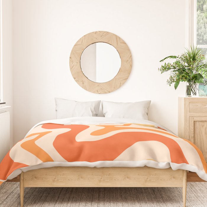 Tangerine Liquid Swirl Retro Abstract Pattern Duvet Cover Gallery Image 3