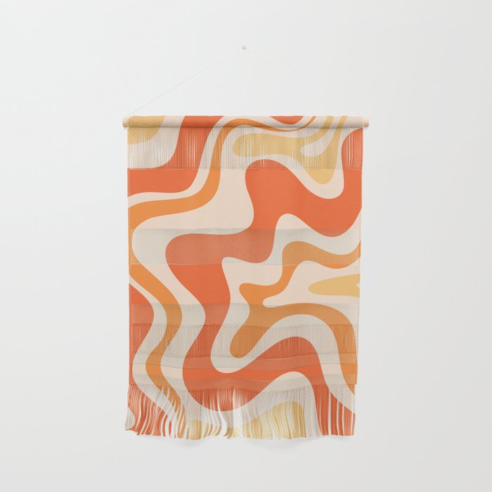 Tangerine Liquid Swirl Retro Abstract Pattern Wall Hanging Gallery Image 1