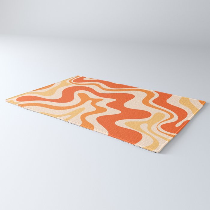 Tangerine Liquid Swirl Retro Abstract Pattern Rug Gallery Image 3