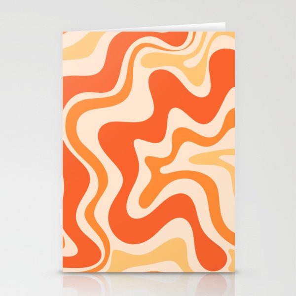 Tangerine Liquid Swirl Retro Abstract Pattern Stationery Card Gallery Image 2