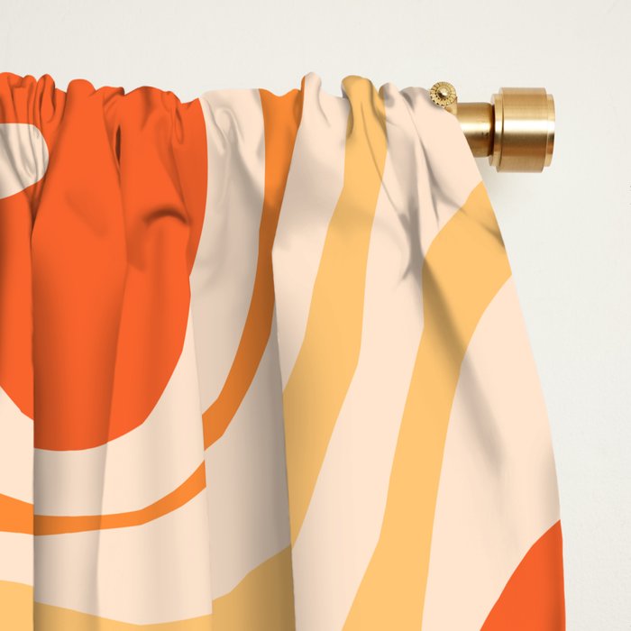 Tangerine Liquid Swirl Retro Abstract Pattern Window Curtain Gallery Image 2