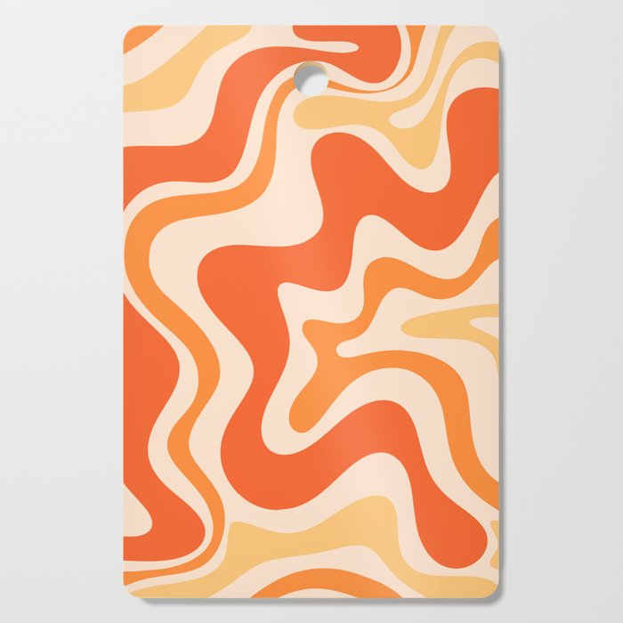 Tangerine Liquid Swirl Retro Abstract Pattern Cutting Board Gallery Image 1