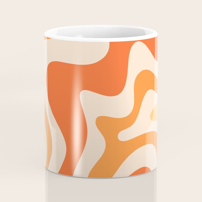 Tangerine Liquid Swirl Retro Abstract Pattern Coffee Mug Gallery Image 4