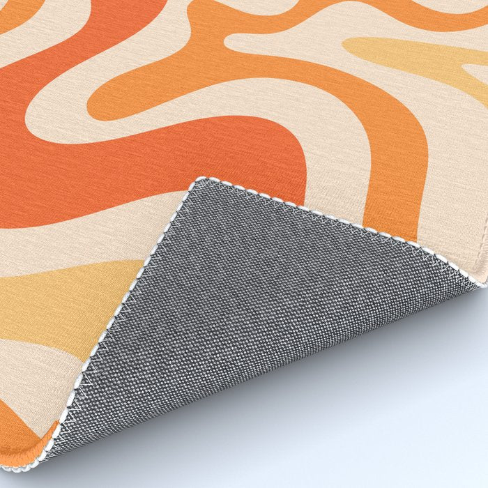 Tangerine Liquid Swirl Retro Abstract Pattern Rug Gallery Image 4