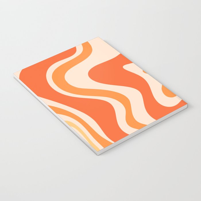 Tangerine Liquid Swirl Retro Abstract Pattern Notebook Gallery Image 3