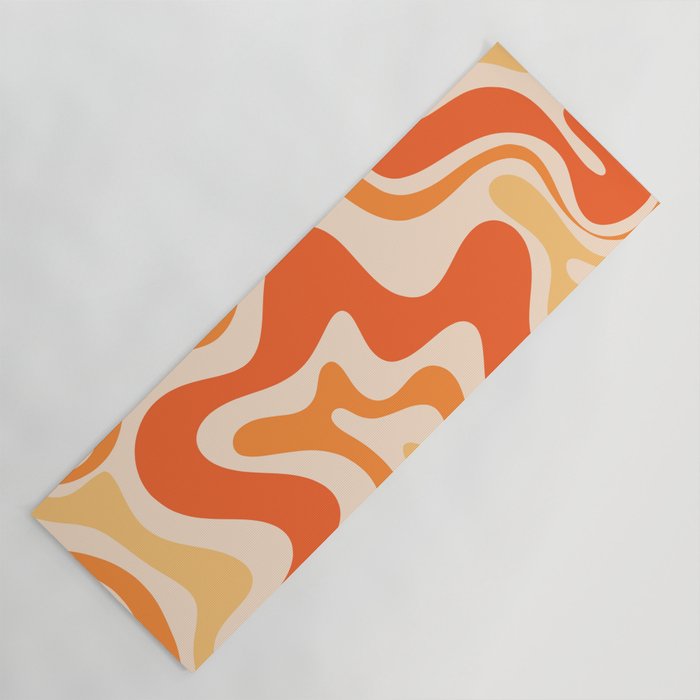 Tangerine Liquid Swirl Retro Abstract Pattern Yoga Mat Gallery Image 1