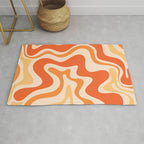 Tangerine Liquid Swirl Retro Abstract Pattern Rug Gallery Image 1
