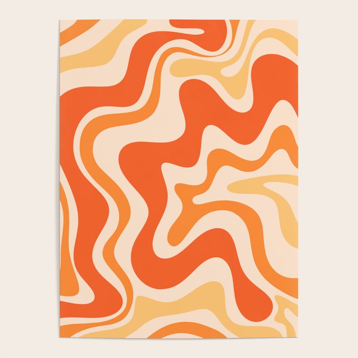Tangerine Liquid Swirl Retro Abstract Pattern Poster Gallery Image 4