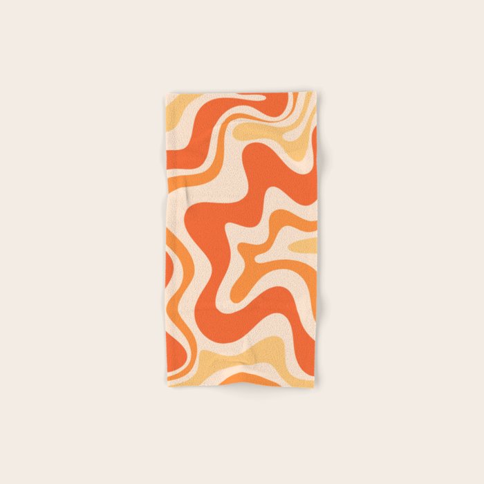Tangerine Liquid Swirl Retro Abstract Pattern Bath Towel Gallery Image 1