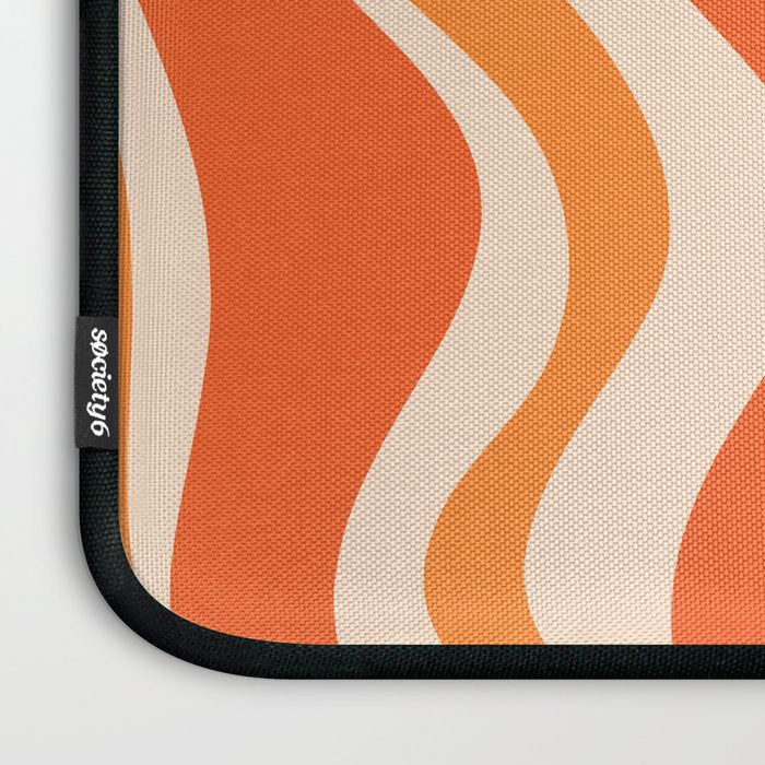 Tangerine Liquid Swirl Retro Abstract Pattern Laptop Sleeve Gallery Image 3