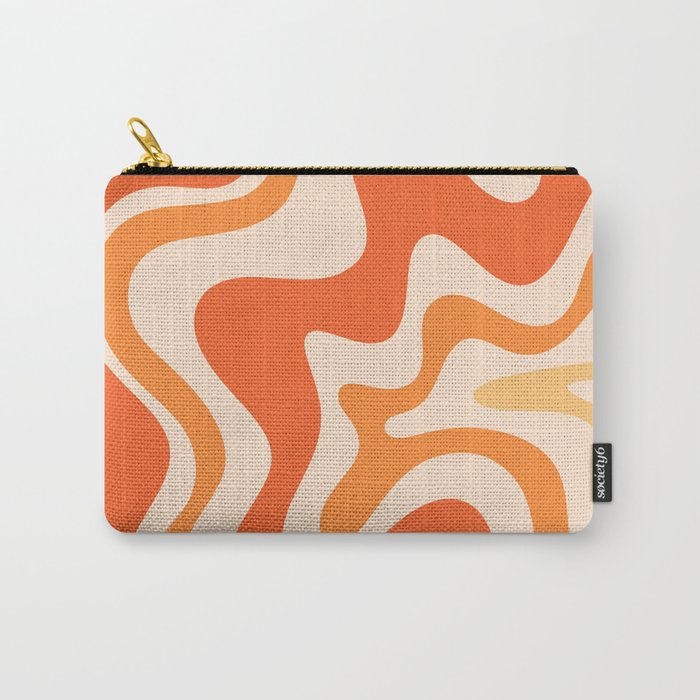 Tangerine Liquid Swirl Retro Abstract Pattern Carry All Pouch Gallery Image 1