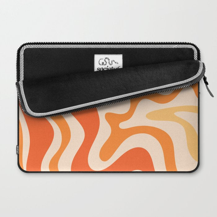 Tangerine Liquid Swirl Retro Abstract Pattern Laptop Sleeve Gallery Image 2