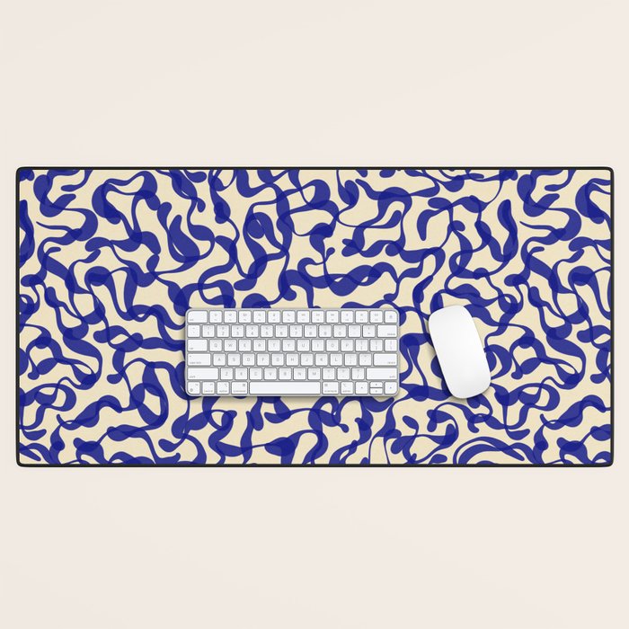 Playful strokes #2 / Blue on Beige Desk Mat Gallery Image 1