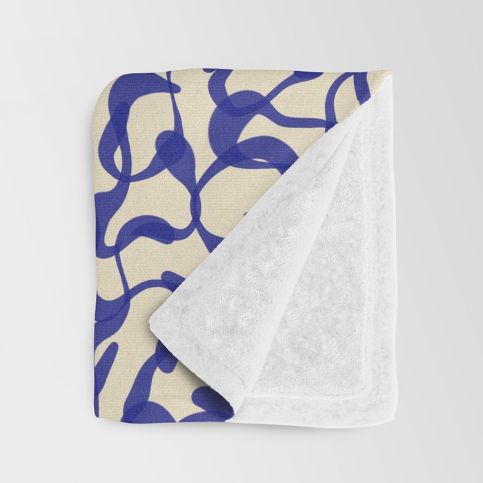 Playful strokes #2 / Blue on Beige Throw Blanket Gallery Image 3