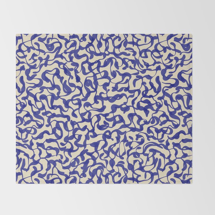 Playful strokes #2 / Blue on Beige Throw Blanket Gallery Image 2