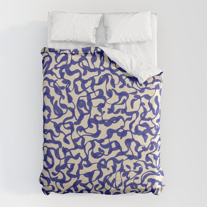 Playful strokes #2 / Blue on Beige Duvet Cover Gallery Image 6
