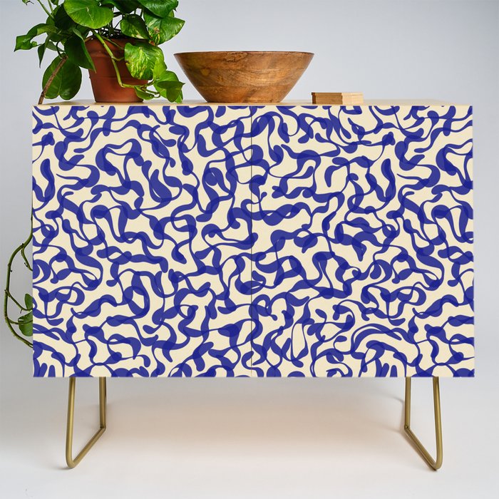 Playful strokes #2 / Blue on Beige Credenza Gallery Image 1