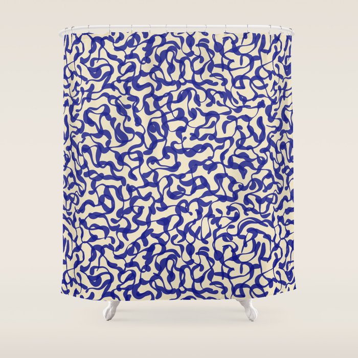 Playful strokes #2 / Blue on Beige Shower Curtain Gallery Image 1