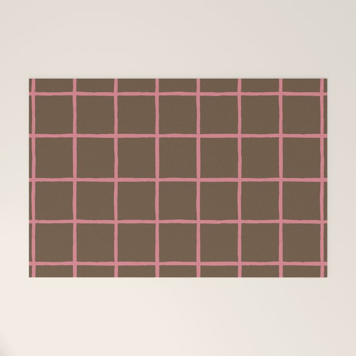 Flamingo Plume Grid Pattern Welcome Mat Gallery Image 1