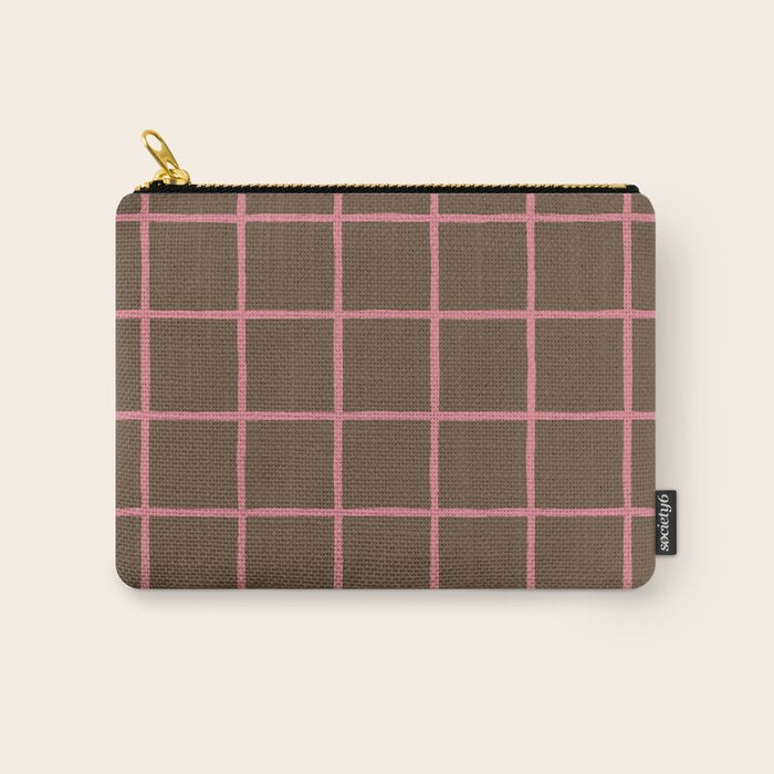 Flamingo Plume Grid Pattern Carry All Pouch Gallery Image 1