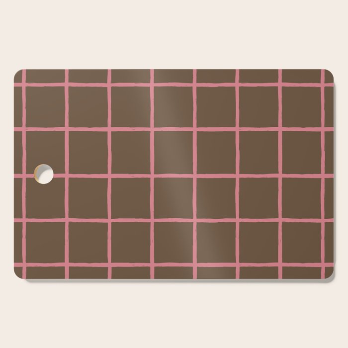 Flamingo Plume Grid Pattern Cutting Board Gallery Image 1