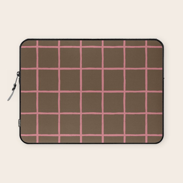 Flamingo Plume Grid Pattern Laptop Sleeve Gallery Image 1