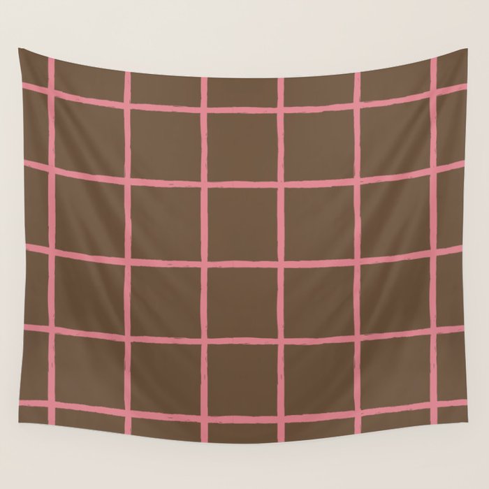 Flamingo Plume Grid Pattern Wall Tapestry Gallery Image 1