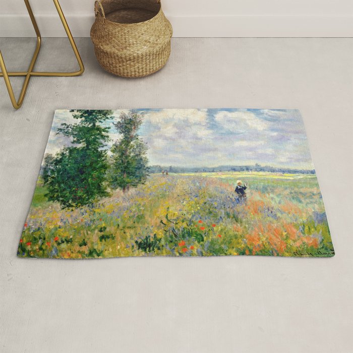 Poppy Fields near Argenteuil by Claude Monet Rug Gallery Image 1
