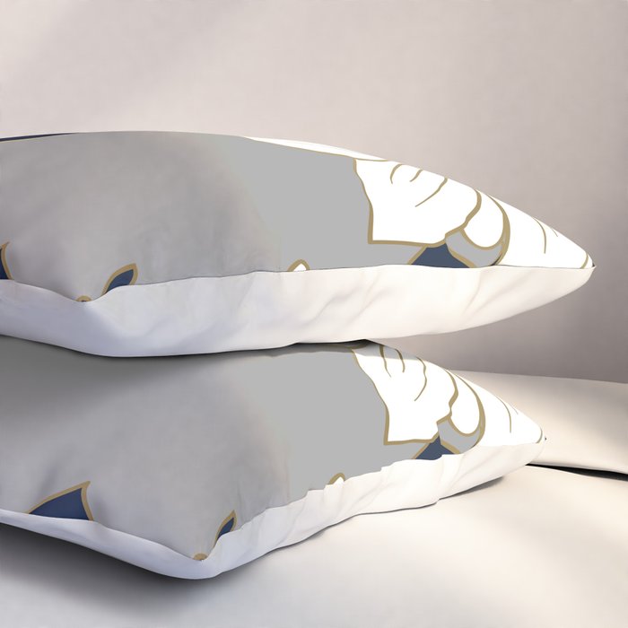 Floral Garden, White, Navy, Grey Pillow Sham Gallery Image 3