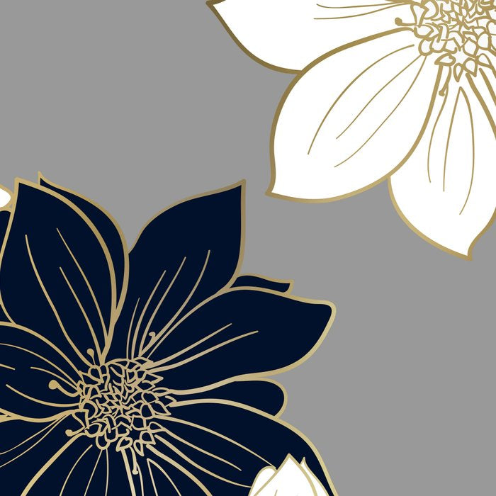 Floral Garden, White, Navy, Grey Coffee Mug Gallery Image 2