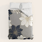 Floral Garden, White, Navy, Grey Comforter Gallery Image 6