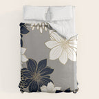Floral Garden, White, Navy, Grey Duvet Cover Gallery Image 6