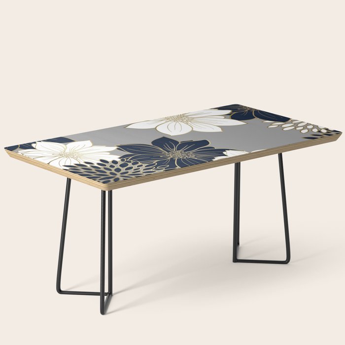 Floral Garden, White, Navy, Grey Coffee Table Gallery Image 1