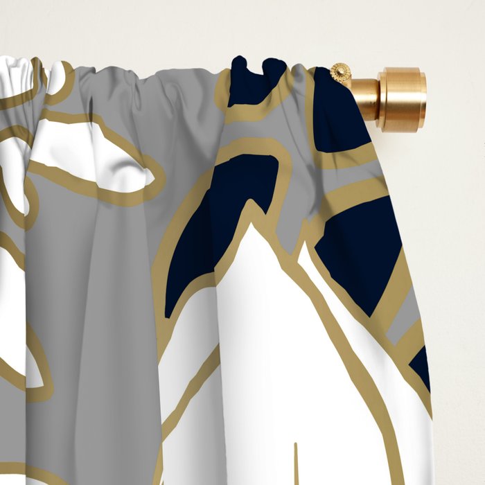 Floral Garden, White, Navy, Grey Window Curtain Gallery Image 2