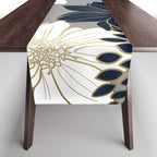 Floral Garden, White, Navy, Grey Table Runner Gallery Image 1