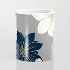 Floral Garden, White, Navy, Grey Coffee Mug Gallery Image 4