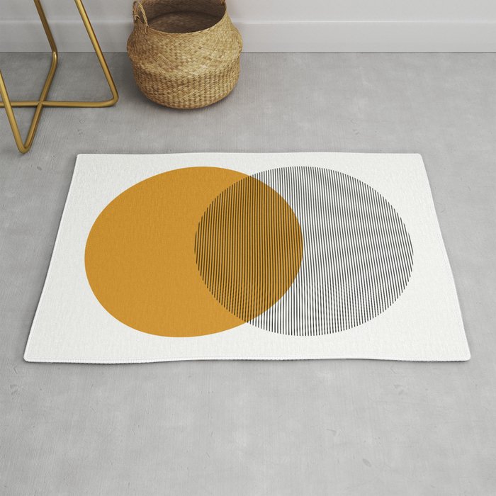 Mid Century Modern Shapes and Lines in Yellow Rug Gallery Image 1