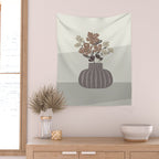 Wildflower bouquet in vase illustration - pantone brown mocha mousse Wall Tapestry Gallery Image 2