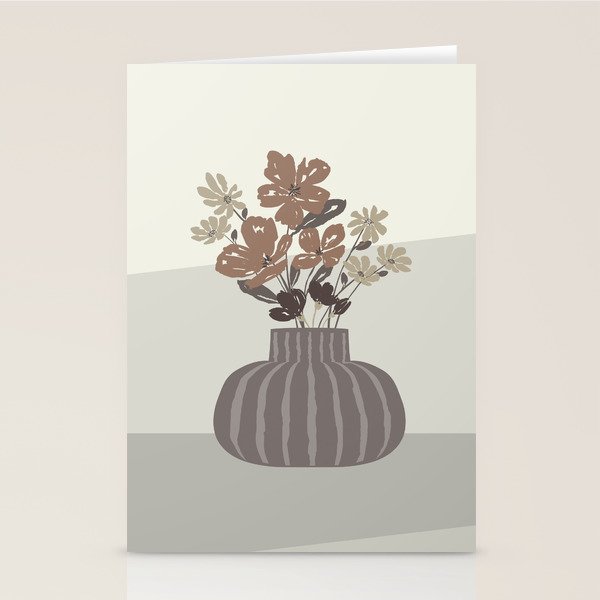 Wildflower bouquet in vase illustration - pantone brown mocha mousse Stationery Card Gallery Image 1