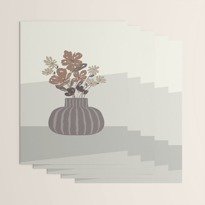 Wildflower bouquet in vase illustration - pantone brown mocha mousse Wrapping Paper Gallery Image 3