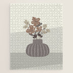 Wildflower bouquet in vase illustration - pantone brown mocha mousse Jigsaw Puzzle Gallery Image 1
