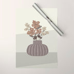 Wildflower bouquet in vase illustration - pantone brown mocha mousse Wrapping Paper Gallery Image 1
