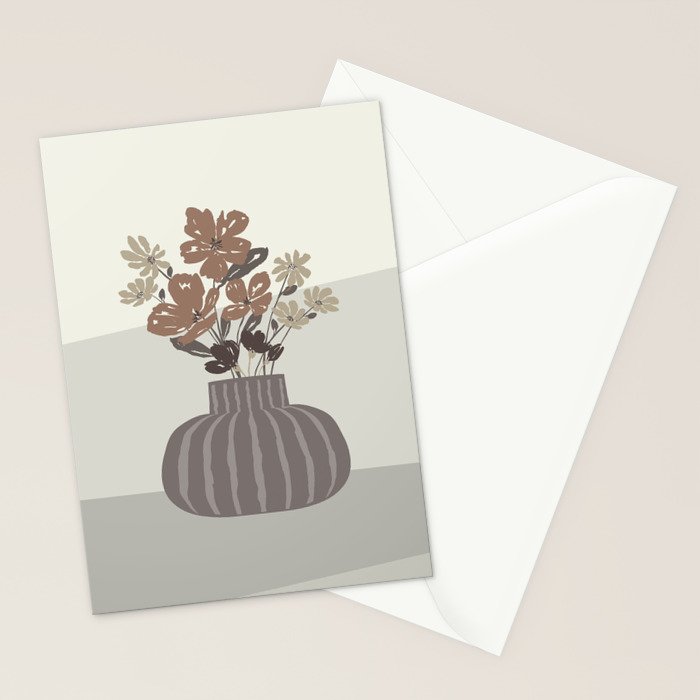Wildflower bouquet in vase illustration - pantone brown mocha mousse Stationery Card Gallery Image 2