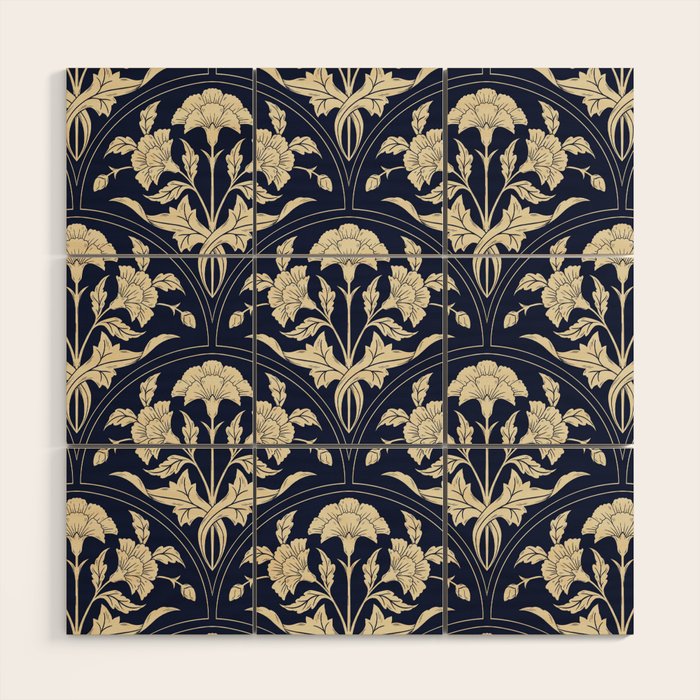 Victorian Botanicals Cornflower In Navy Blue Wood Wall Art Gallery Image 1