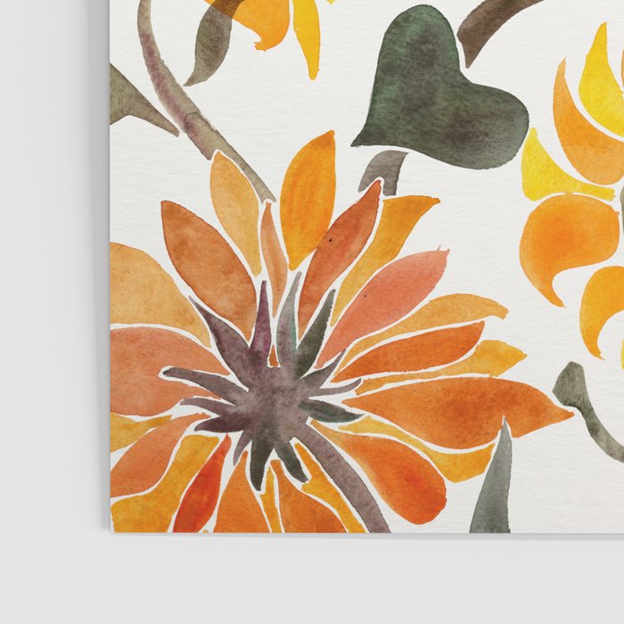 Sunflower Watercolor - Yellow & Black Palette Poster Gallery Image 3