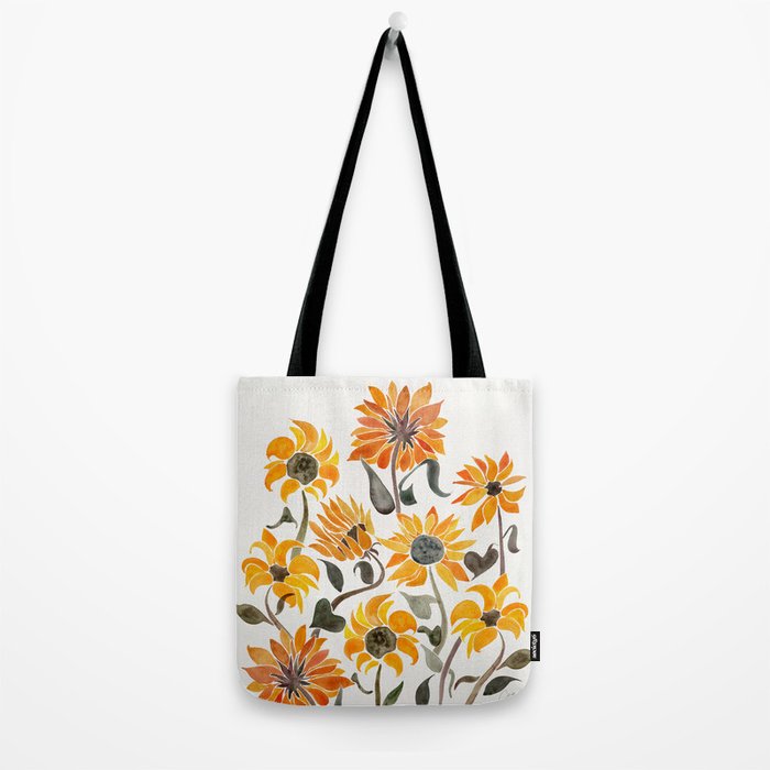 Sunflower Watercolor - Yellow & Black Palette Tote Bag Gallery Image 2