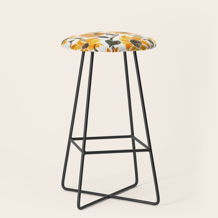 Sunflower Watercolor - Yellow & Black Palette Stool Gallery Image 1